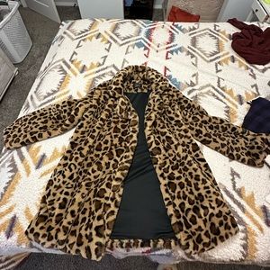 Furry leopard print jacket